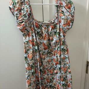 Doen Floral Dress in Blue and Orange